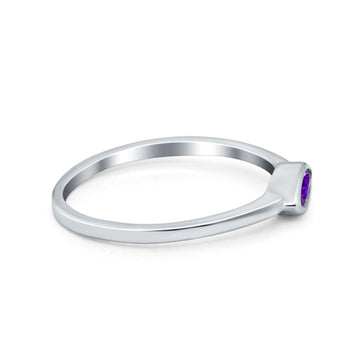 Petite Dainty Wedding Ring Marquise Simulated Amethyst CZ 925 Sterling Silver